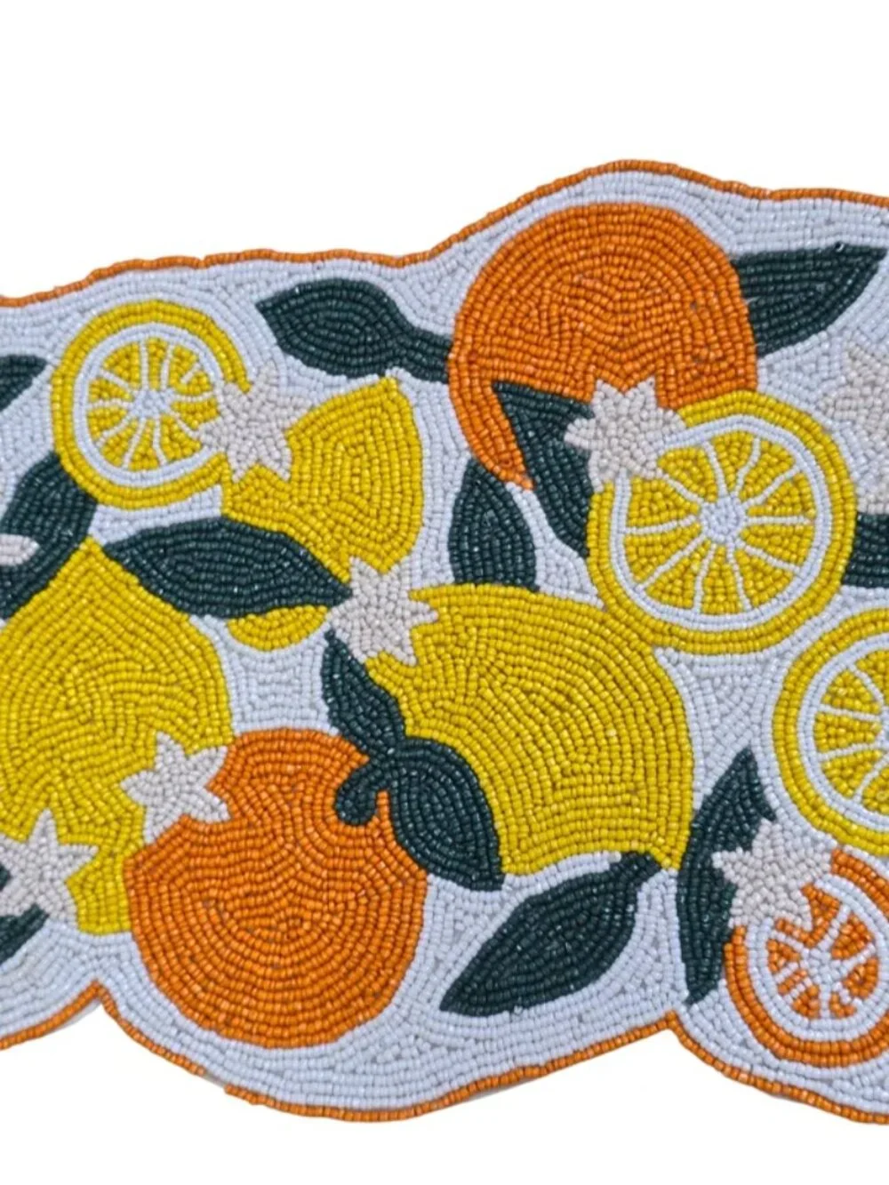 Handmade Orange & Lemon Citrus Kitchen Hand Beaded Table Runner NEW